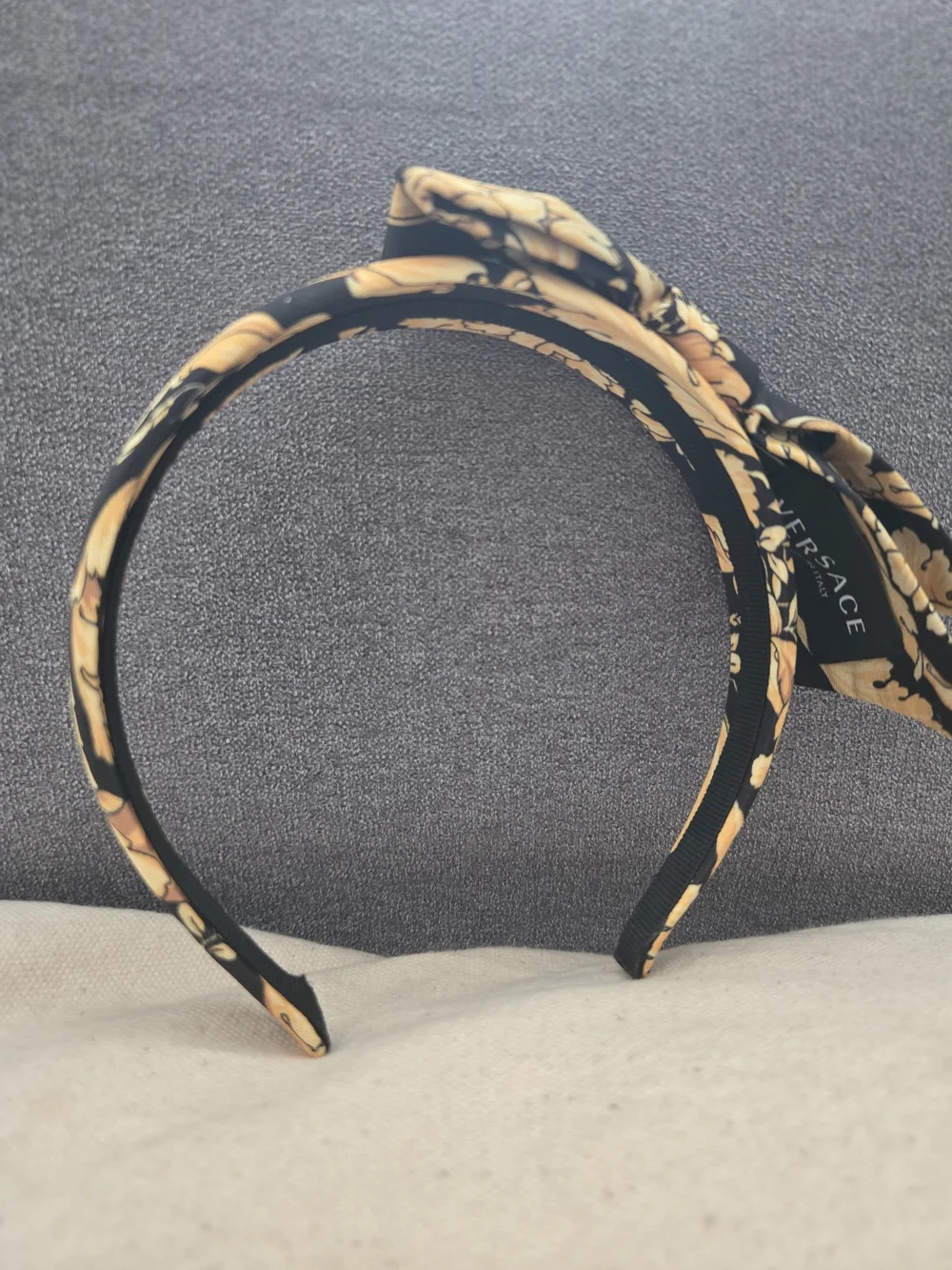 Versace Floral Black & Gold Knot Headband